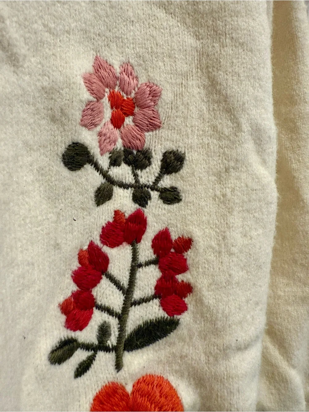 Listicle Ivory Floral Embroidered Knit Cardigan Sweater - Picture 6 of 8